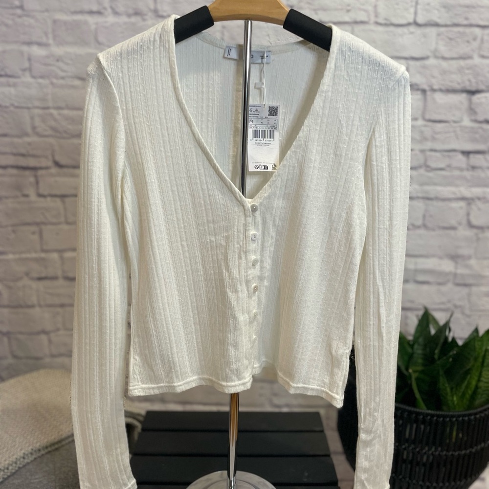Mango White Button Down Shirt